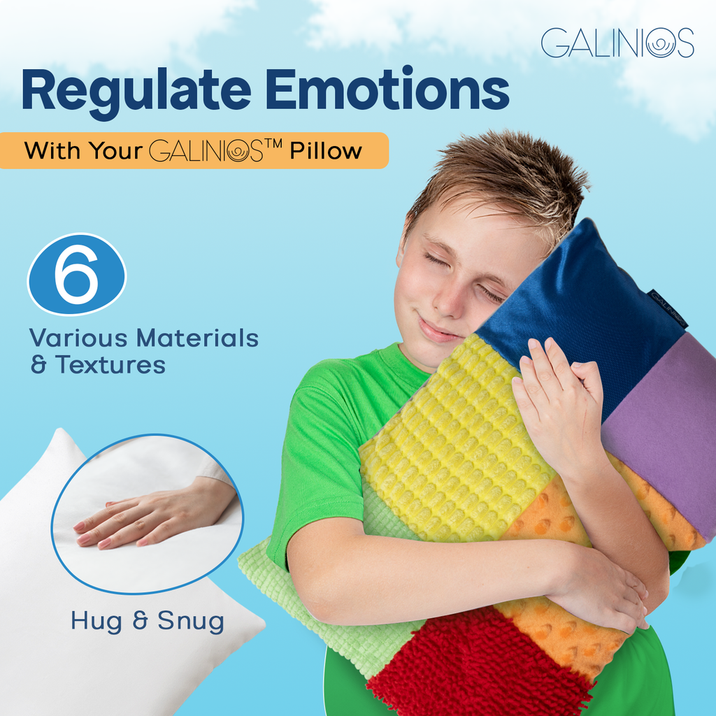Calm & Comfort Sensory Pillow angled view – multi-texture surface for calming tactile comfort
