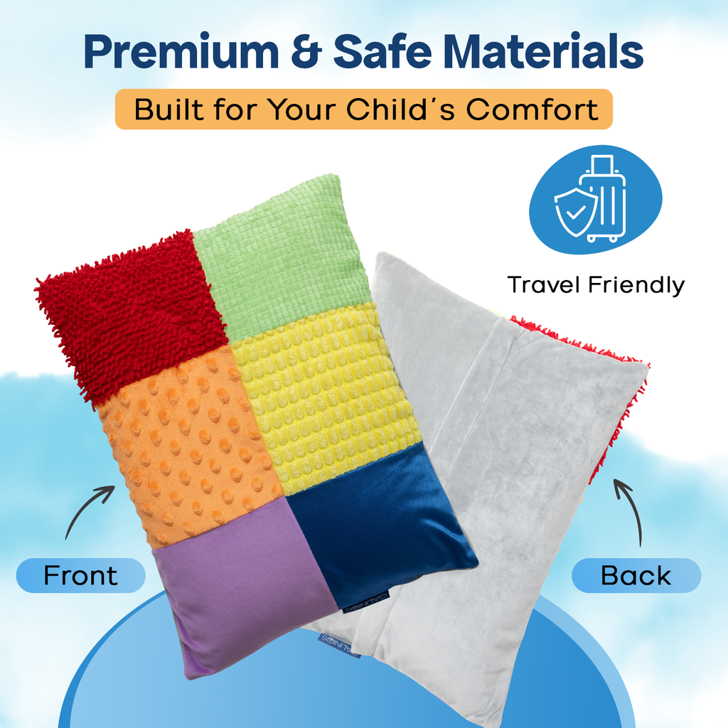 Close-up of sensory pillow texture detail – soft calming surface for anxiety relief